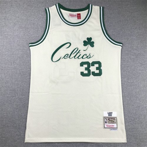 Maillot de Basket #33 Bird Boston Celtics cream Brodé